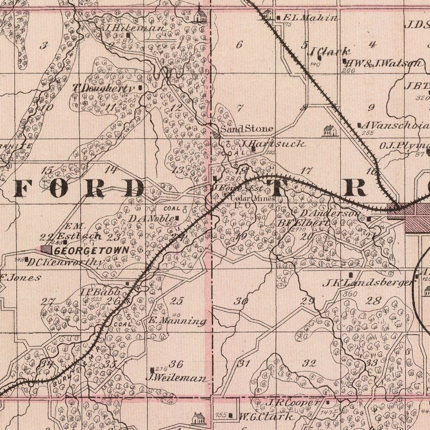 Vintage Map of Monroe County, Iowa 1875