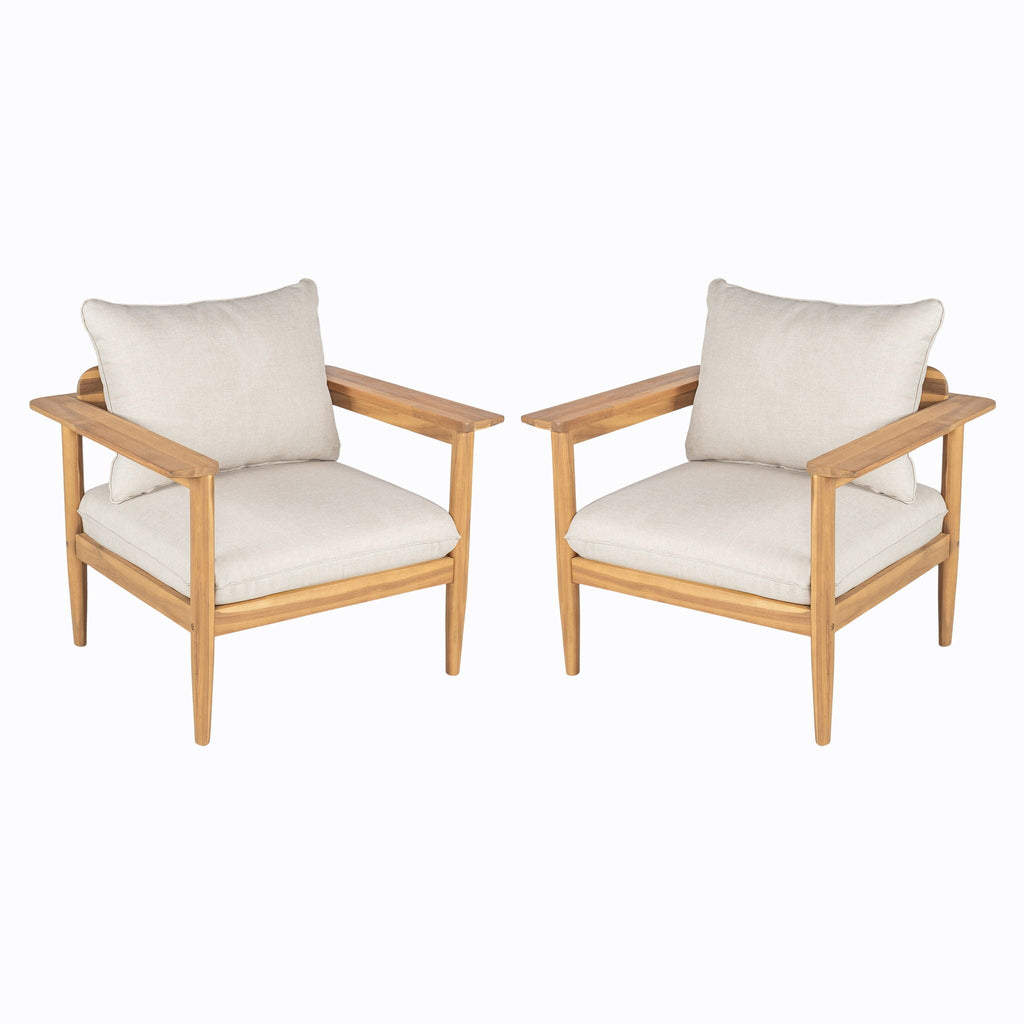 Terassi - Outdoor Lounge Chair (Set of 2) With Cushions - Beige / Light Teak