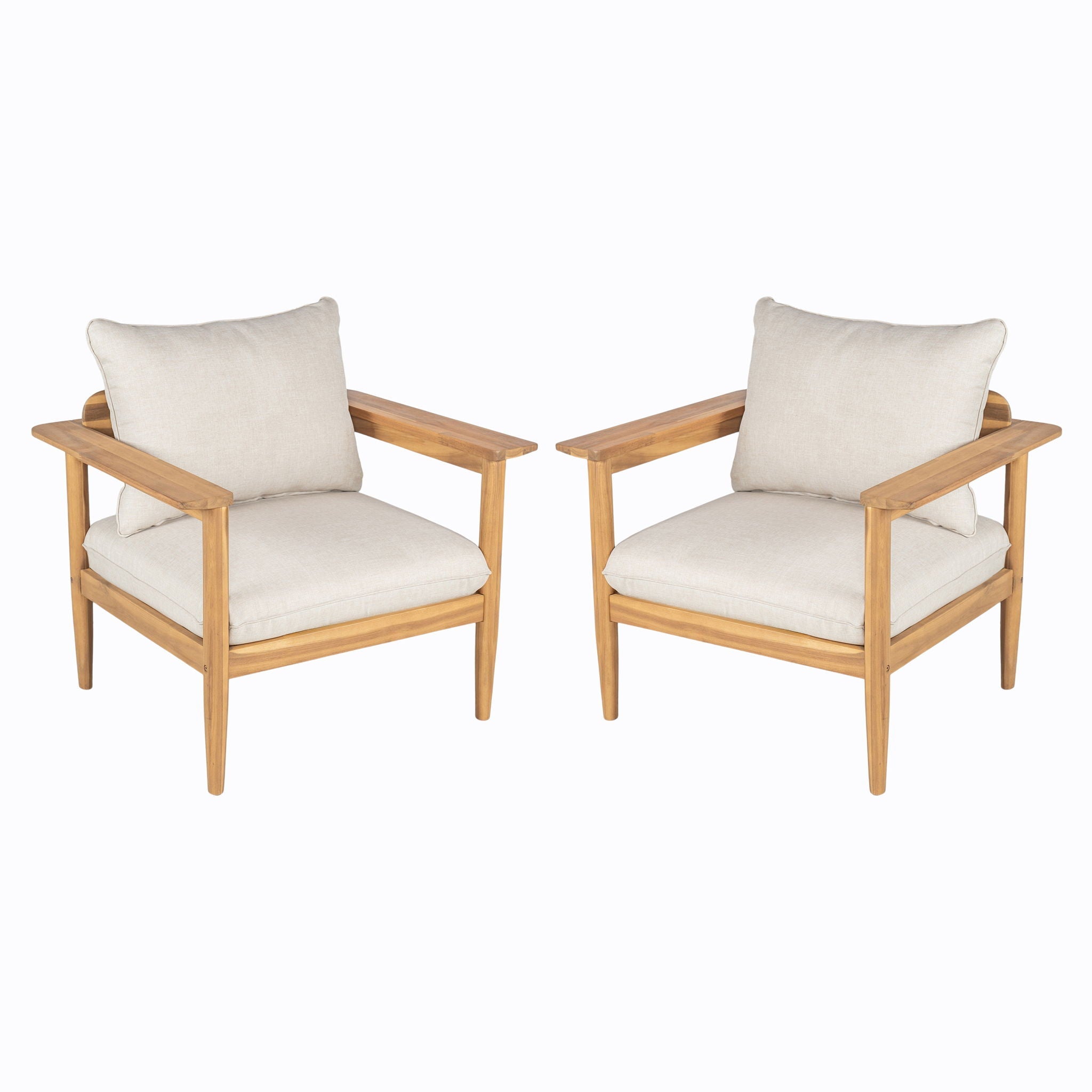 Terassi - Outdoor Lounge Chair (Set of 2) With Cushions - Beige / Light Teak