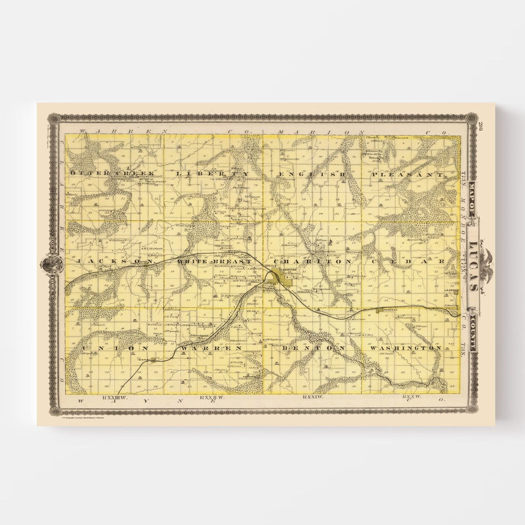 Vintage Map of Lucas County, Iowa 1875
