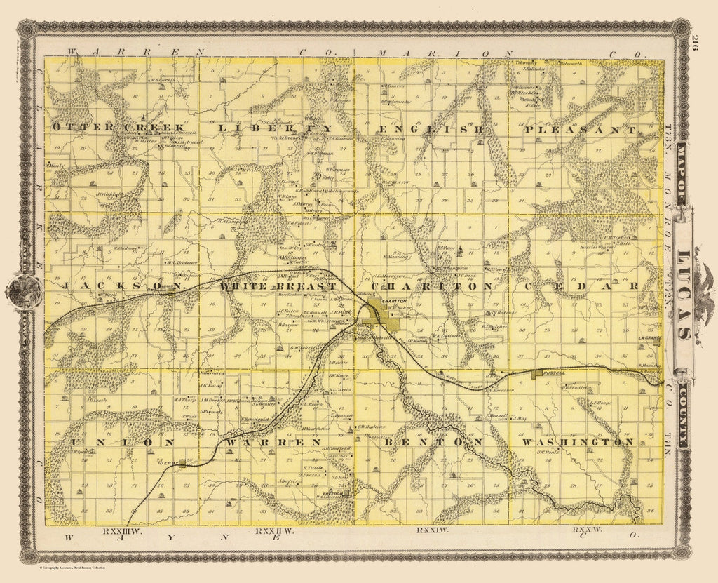Vintage Map of Lucas County, Iowa 1875