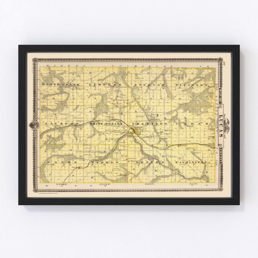 Vintage Map of Lucas County, Iowa 1875