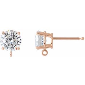 14K Rose 1/2 CT Natural Diamond Earring Top