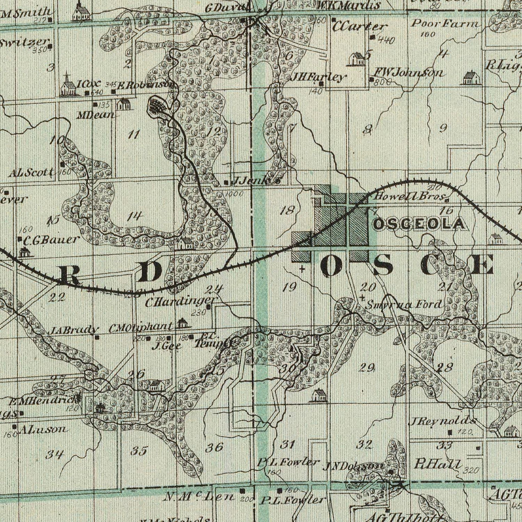 Vintage Map of Clarke County, Iowa 1875