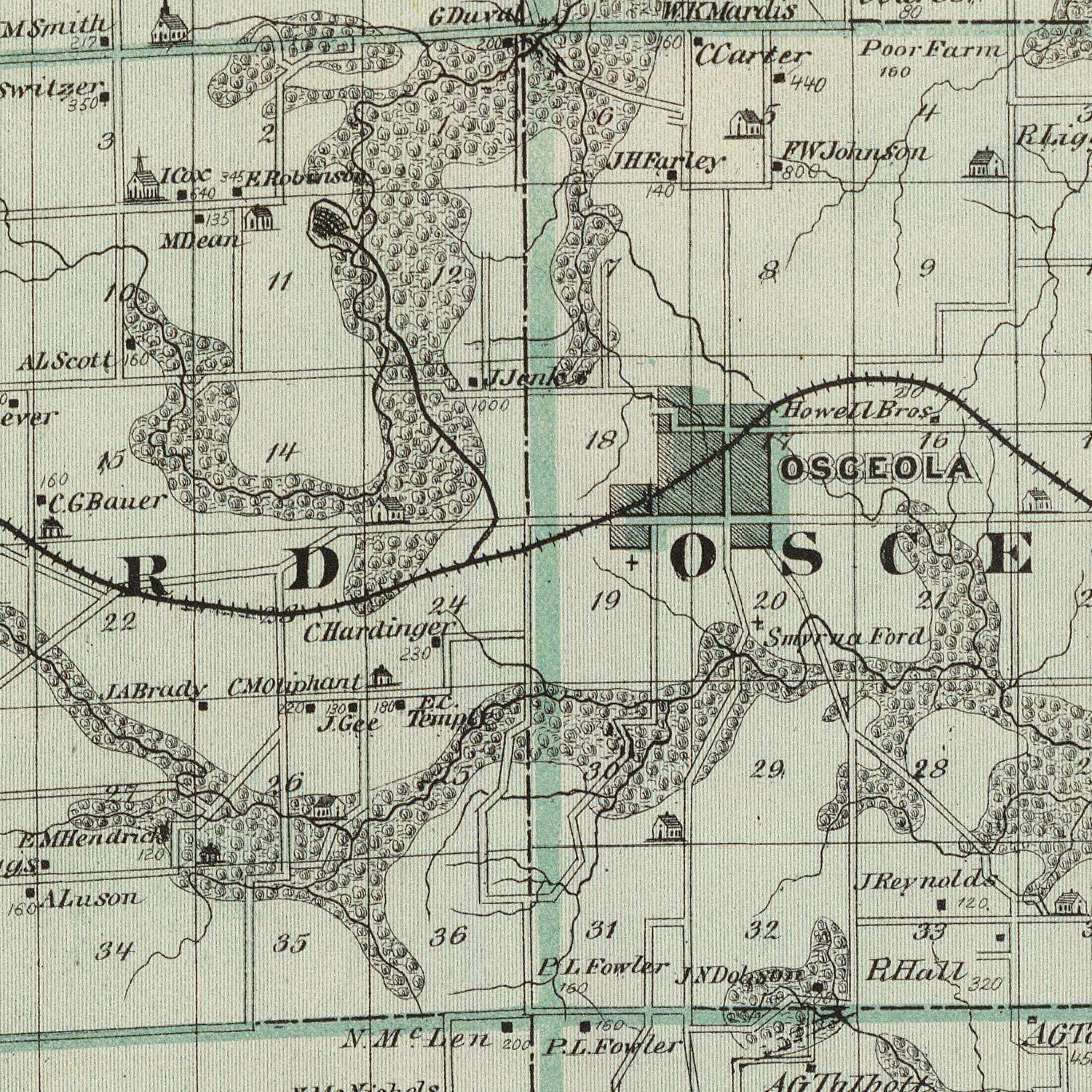 Vintage Map of Clarke County, Iowa 1875