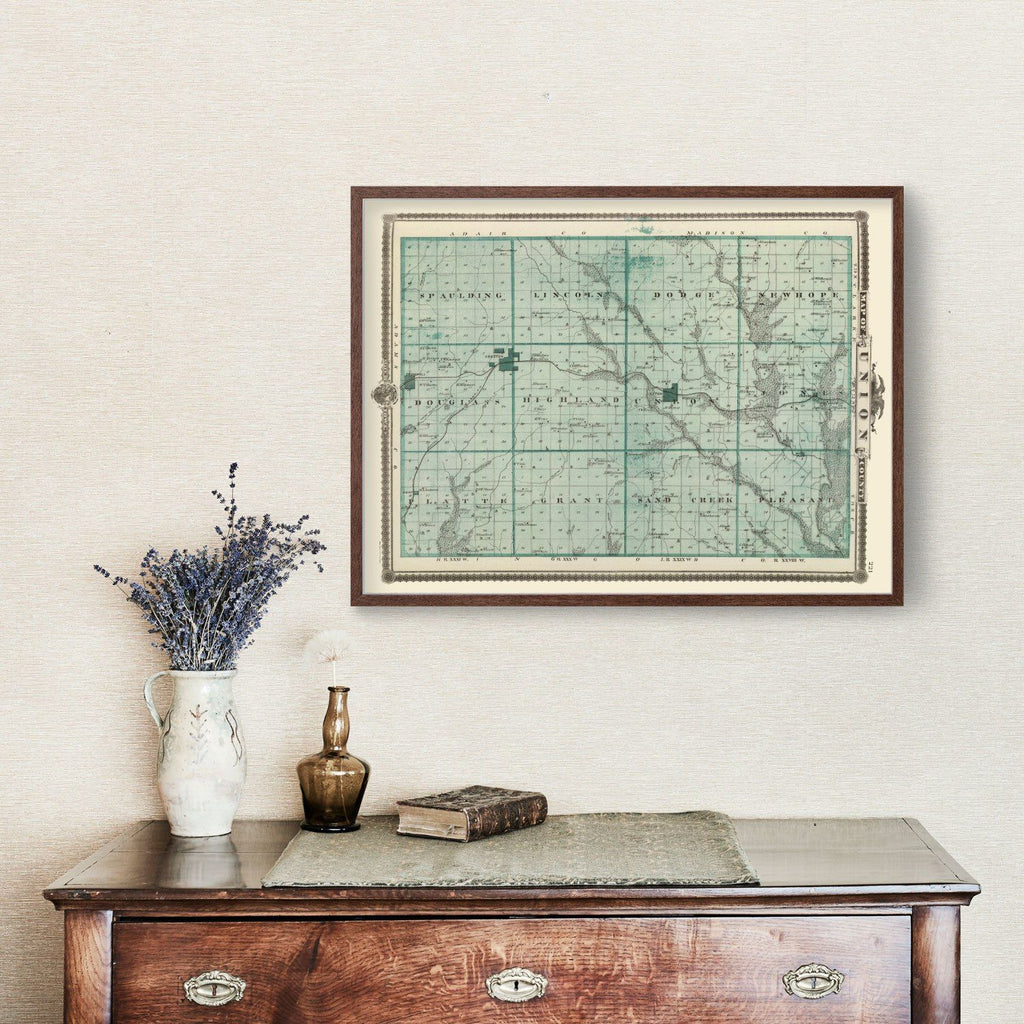 Vintage Map of Union County, Iowa 1875