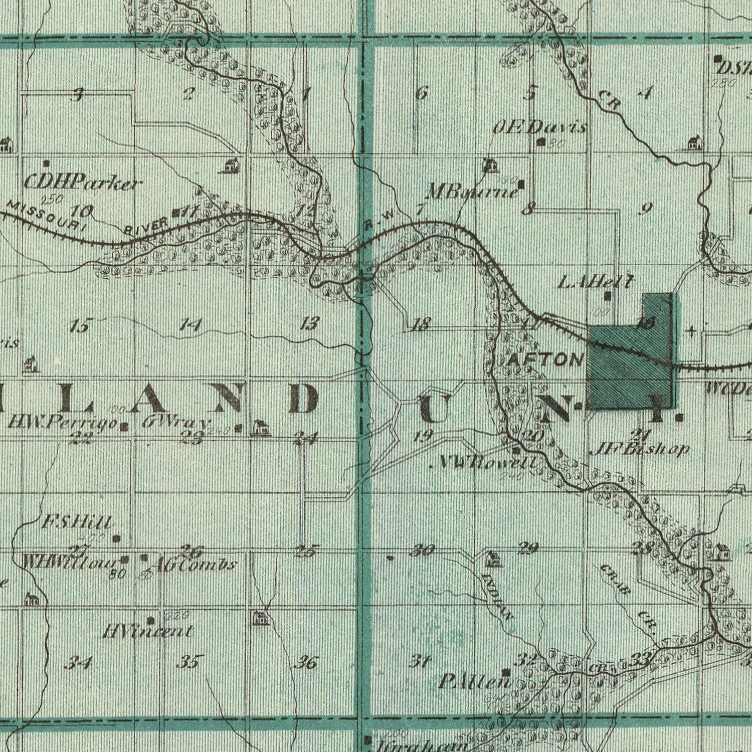 Vintage Map of Union County, Iowa 1875