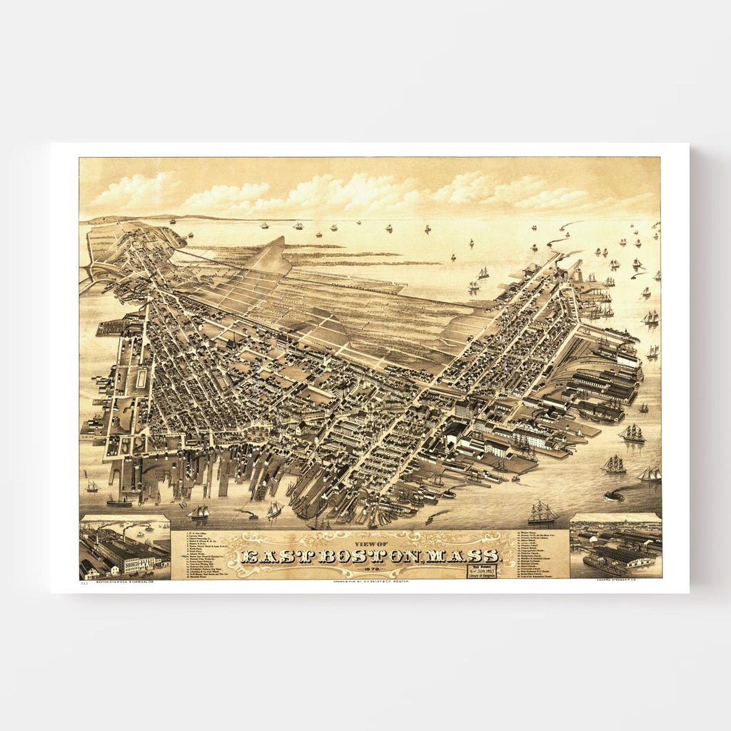 Vintage Map of Boston, Massachusetts 1879