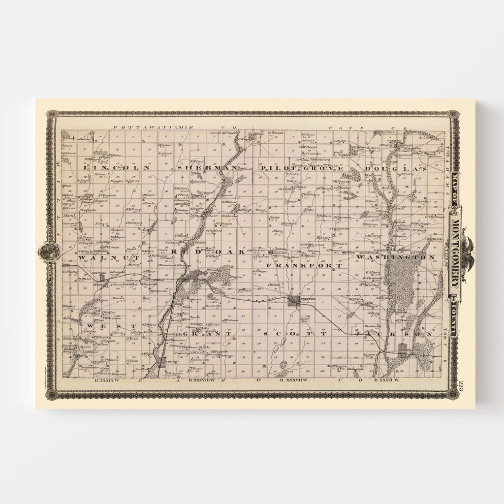 Vintage Map of Montgomery County, Iowa 1875