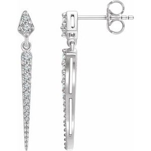 14K White Gold 1/4 CTW Natural Diamond Spike Earrings