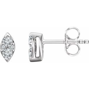 14K White Gold 1/5 CTW Natural Diamond Cluster Earrings