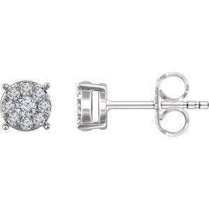 14K White Gold 1/4 CTW Natural Diamond Cluster Earrings