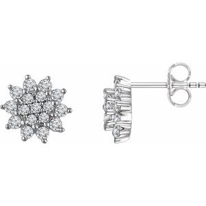 14K White Gold 1/2 CTW Natural Diamond Cluster Earrings
