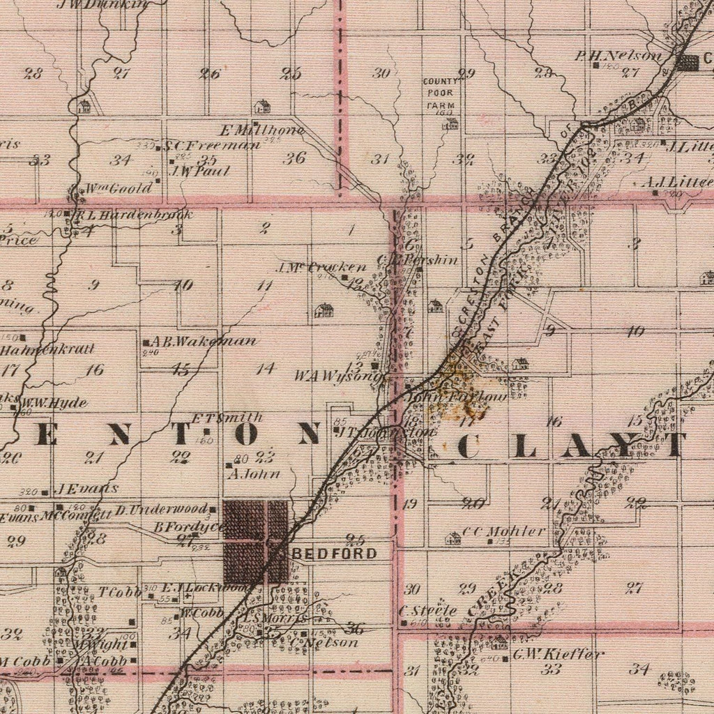 Vintage Map of Taylor County, Iowa 1875