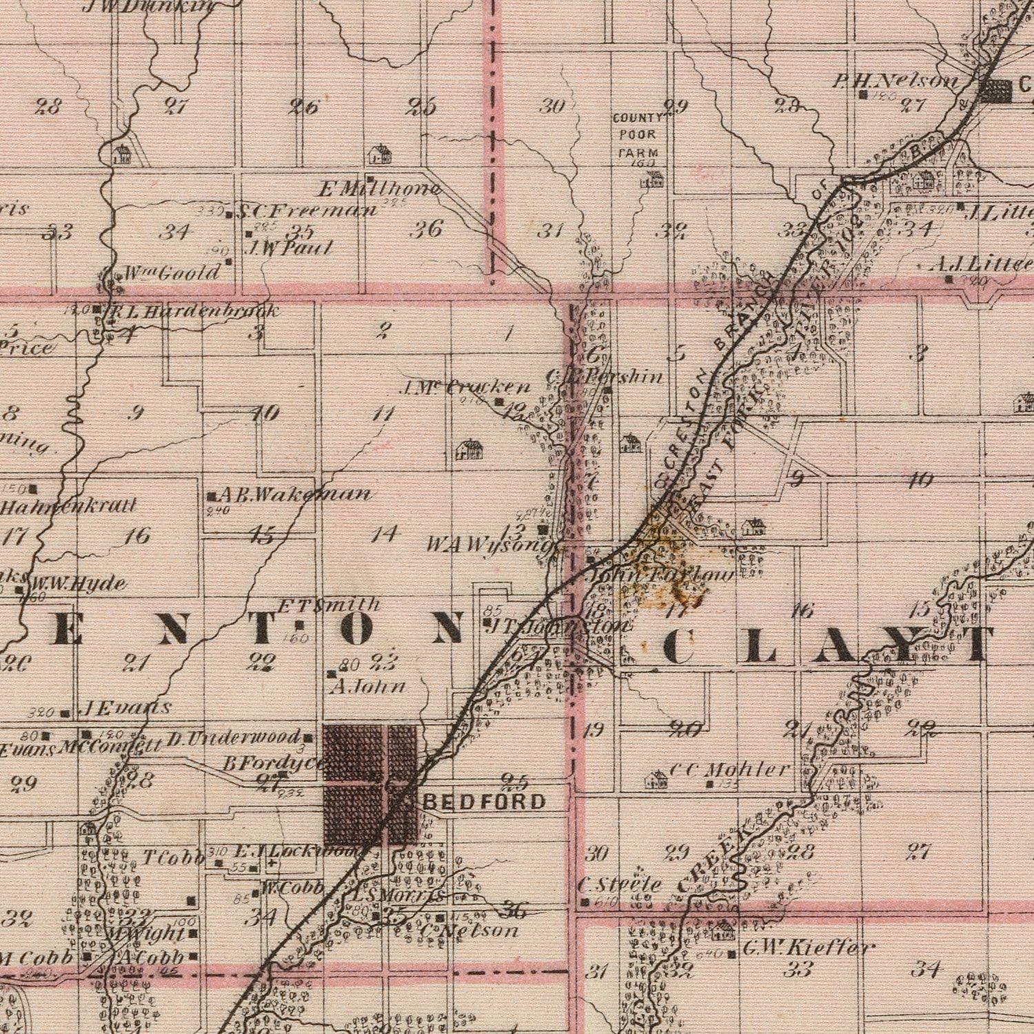 Vintage Map of Taylor County, Iowa 1875