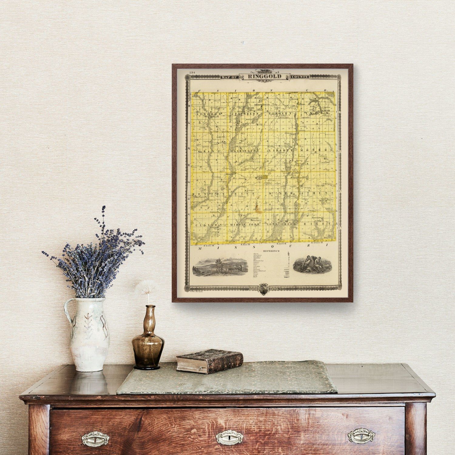Vintage Map of Ringgold County, Iowa 1875