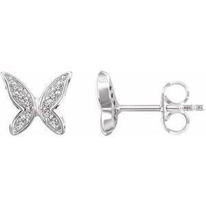 14K Yellow Gold .07 CTW Natural Diamond Butterfly Youth Earrings – image 3