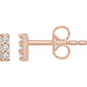 14K Rose Gold .05 CTW Natural Diamond Bar Earrings