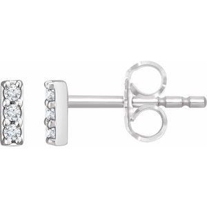 14K White Gold .05 CTW Lab-Grown Diamond Bar Earrings