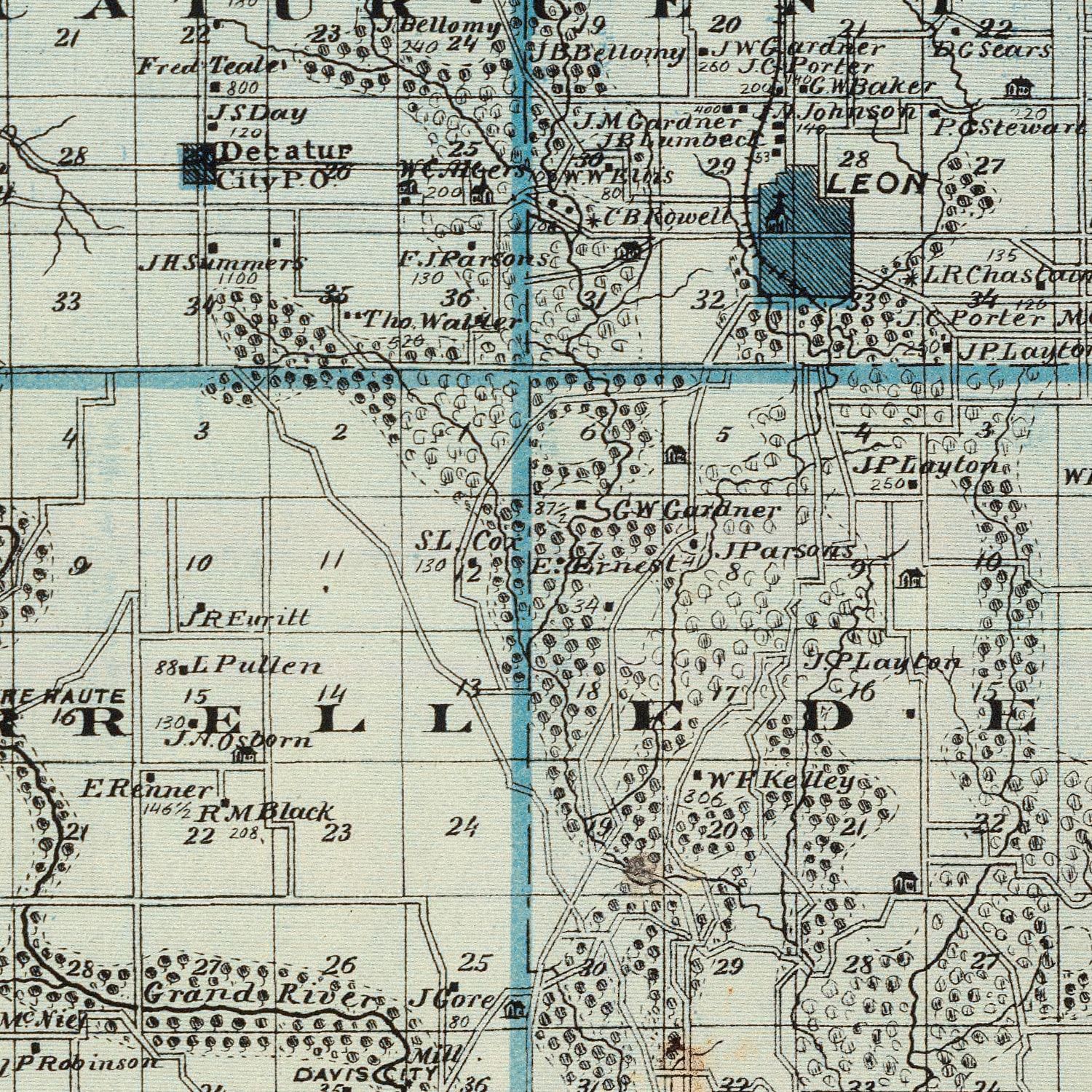 Vintage Map of Decatur County, Iowa 1875