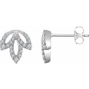 14K White Gold 1/4 CTW Natural Diamond Leaf Earrings