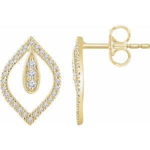 14K Yellow Gold 1/4 CTW Natural Diamond Freeform Earrings