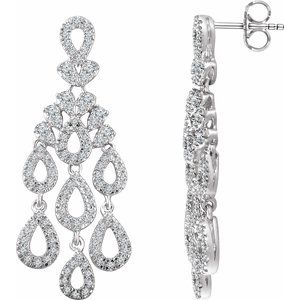 14K White Gold 7/8 CTW Natural Diamond Chandelier Earrings