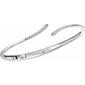 14K White Gold 1/4 CTW Natural Diamond Bypass Hinged Cuff 7" Bracelet – image 2