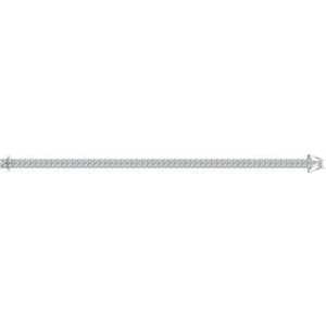 Sterling Silver Imitation White Cubic Zirconia Double Row Line 7" Bracelet