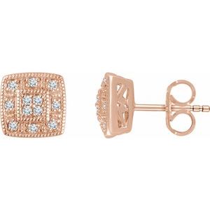 14K Rose Gold 1/10 CTW Natural Diamond Cluster Earrings