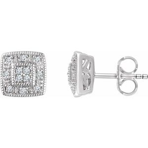 14K White Gold 1/10 CTW Natural Diamond Cluster Earrings