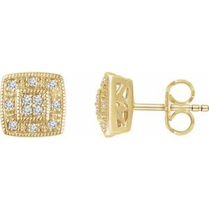 14K Yellow Gold 1/10 CTW Natural Diamond Cluster Earrings