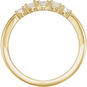 14K Yellow Gold Natural White Opal & 1/5 CTW Natural Diamond Stackable Ring