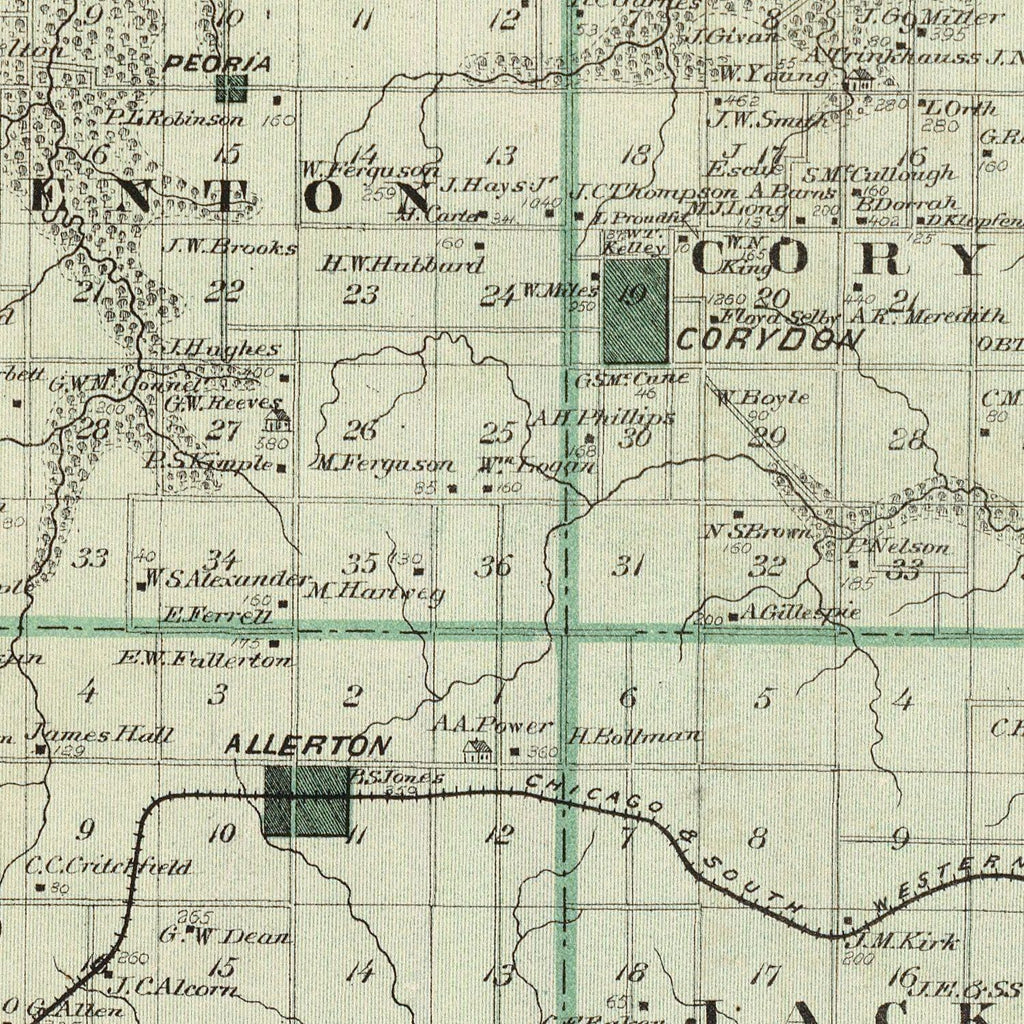 Vintage Map of Wayne County, Iowa 1875