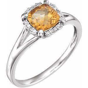 Halo-Style Birthstone Ring