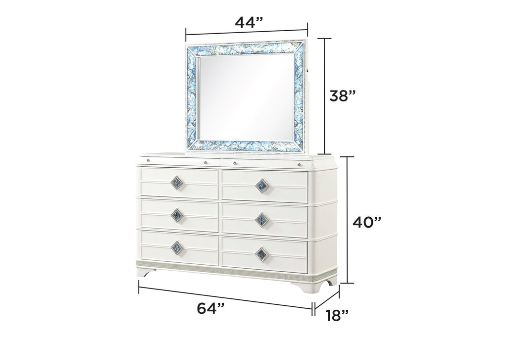 Laguna Modern Style 5 Pc King Upholstered Bedroom Set Made with Wood and Crystal Accents in White(NJ INVENTORY)