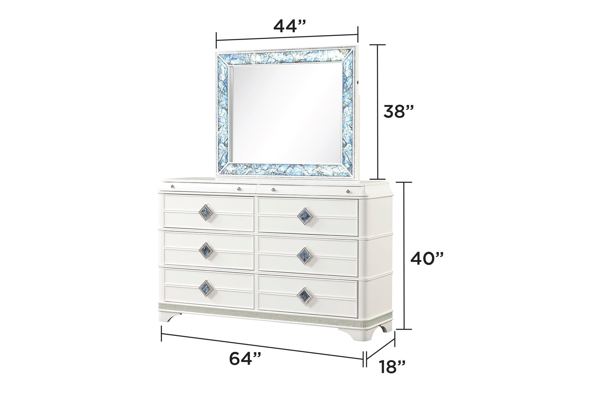 Laguna Modern Style 4 Pc King Upholstered Bedroom Set Made with Wood and Crystal Accents in White(CA INVENTORY)