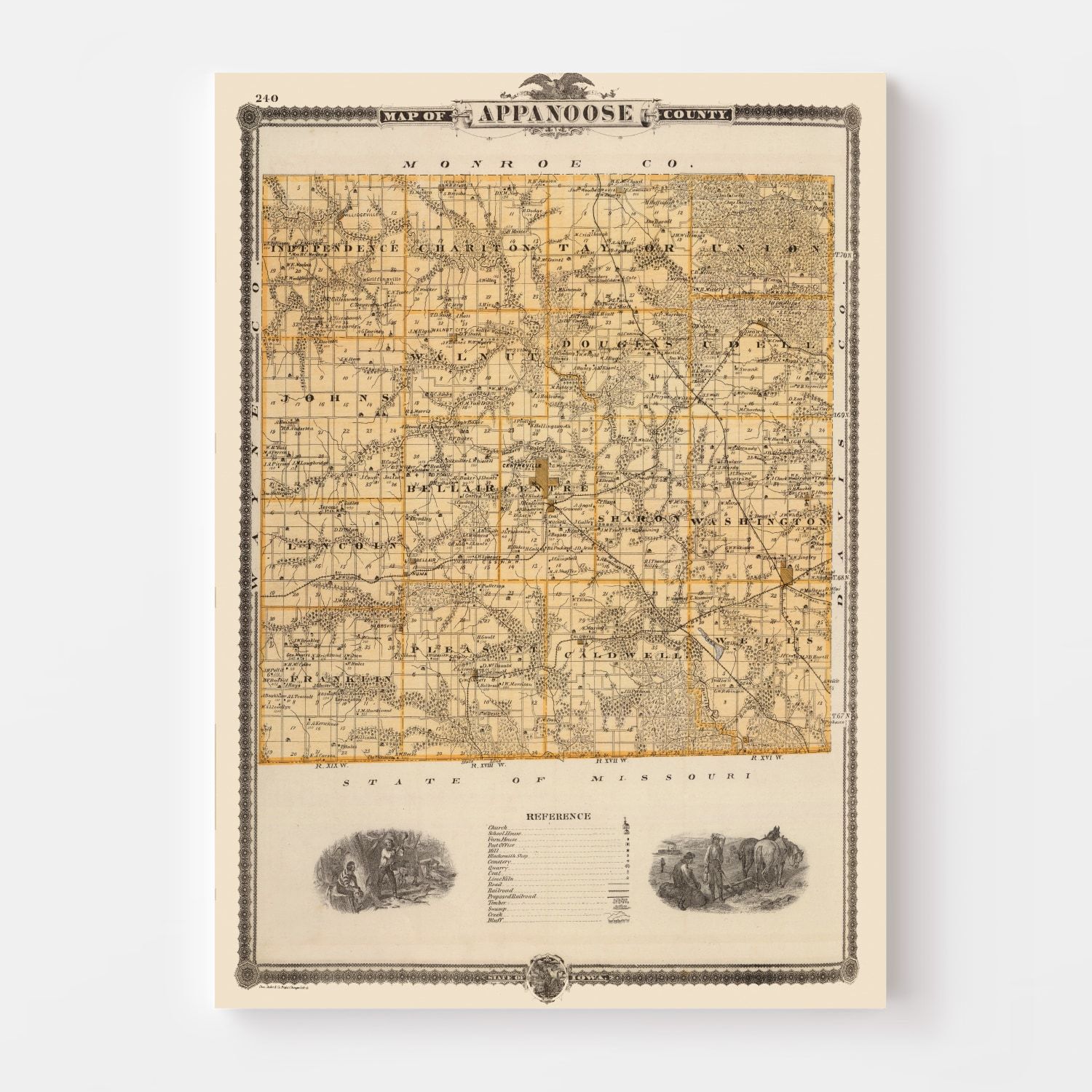 Vintage Map of Appanoose County, Iowa 1875