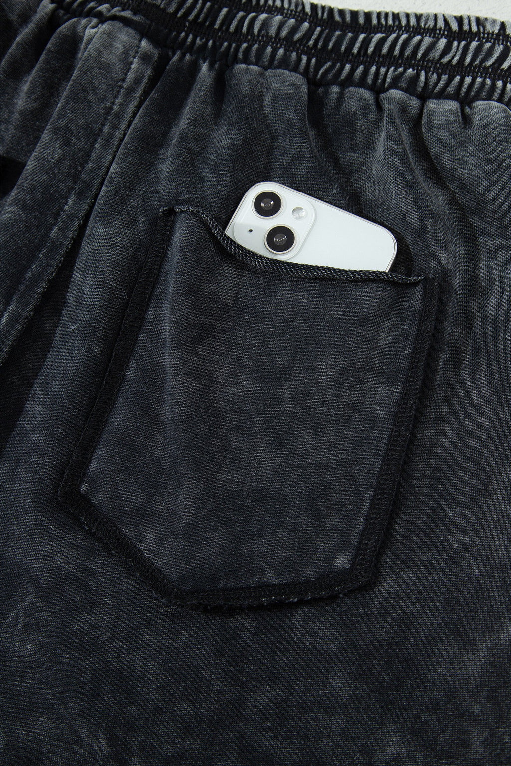 Mineral Wash Raw Seam Drawstring Waist Barrel Pants