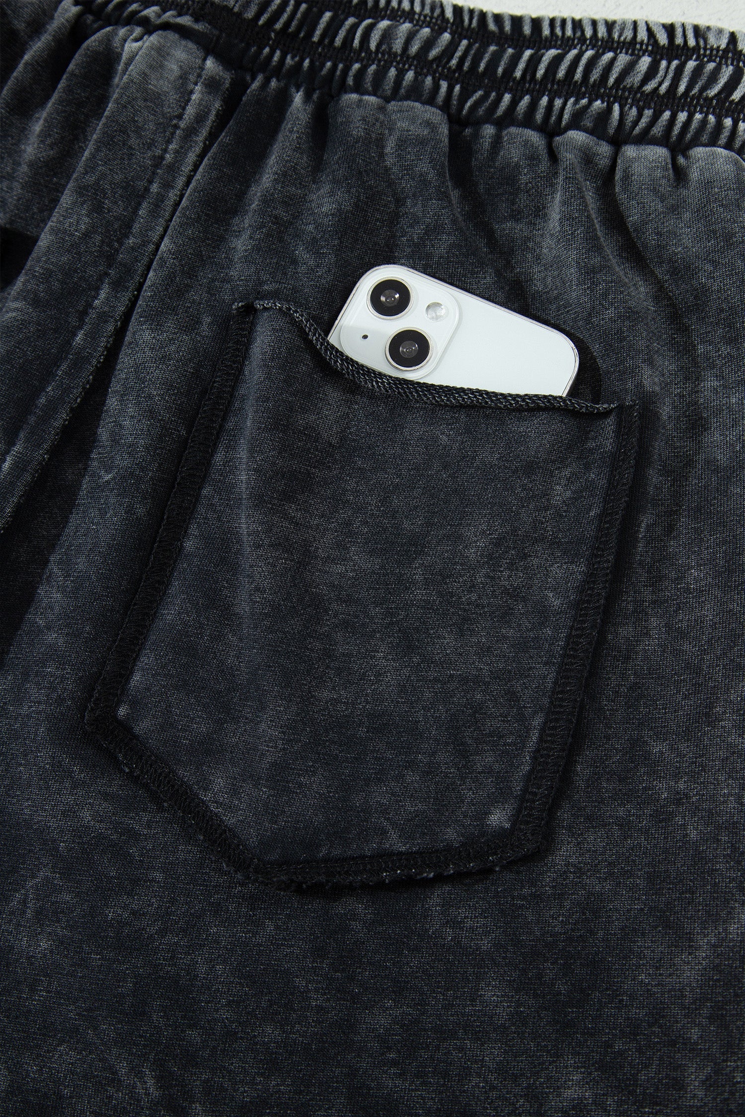 Mineral Wash Raw Seam Drawstring Waist Barrel Pants