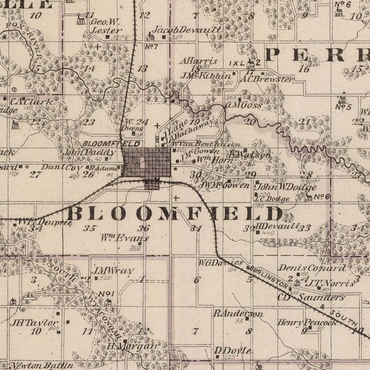 Vintage Map of Davis County, Iowa 1875