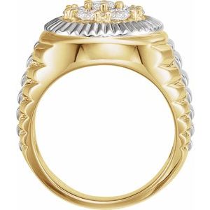 14K Yellow/White Gold 1 3/8 CTW Natural Diamond Cluster Ring