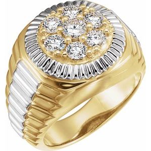 14K Yellow/White Gold 1 3/8 CTW Natural Diamond Cluster Ring