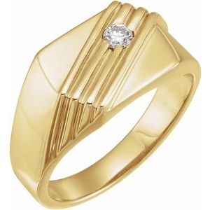 14K Yellow Gold 1/8 CT Natural Diamond Ring