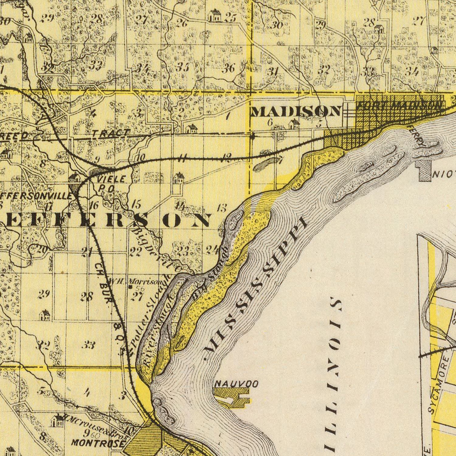 Vintage Map of Lee County, Iowa 1875