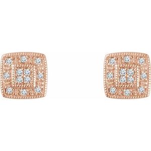 14K Rose Gold 1/10 CTW Natural Diamond Cluster Earrings