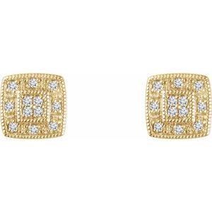 14K Yellow Gold 1/10 CTW Natural Diamond Cluster Earrings