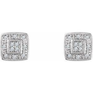 14K White Gold 1/10 CTW Natural Diamond Cluster Earrings – image 2
