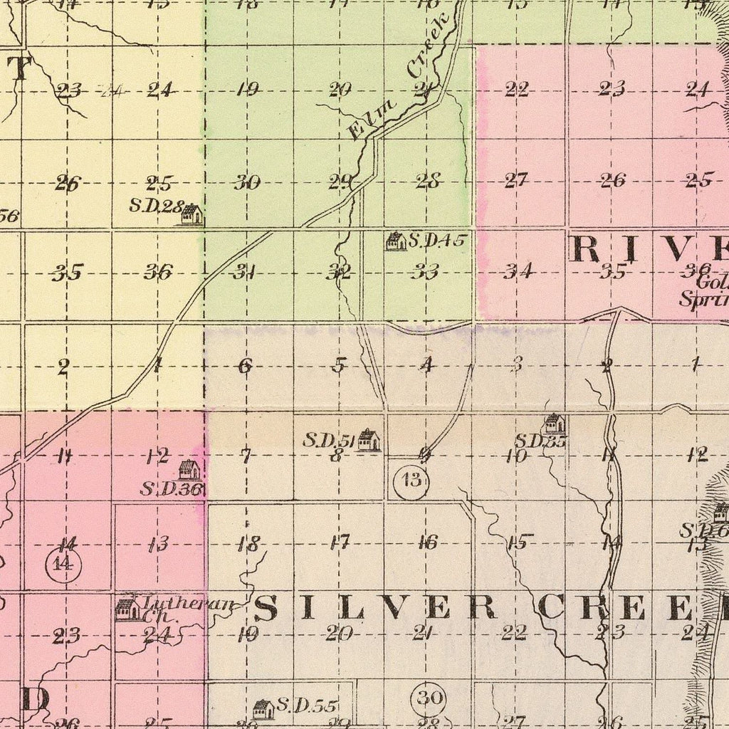 Vintage Map of Burt County, Nebraska 1885