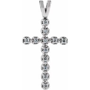 14K White Gold .18 CTW Natural Diamond Cross Pendant
